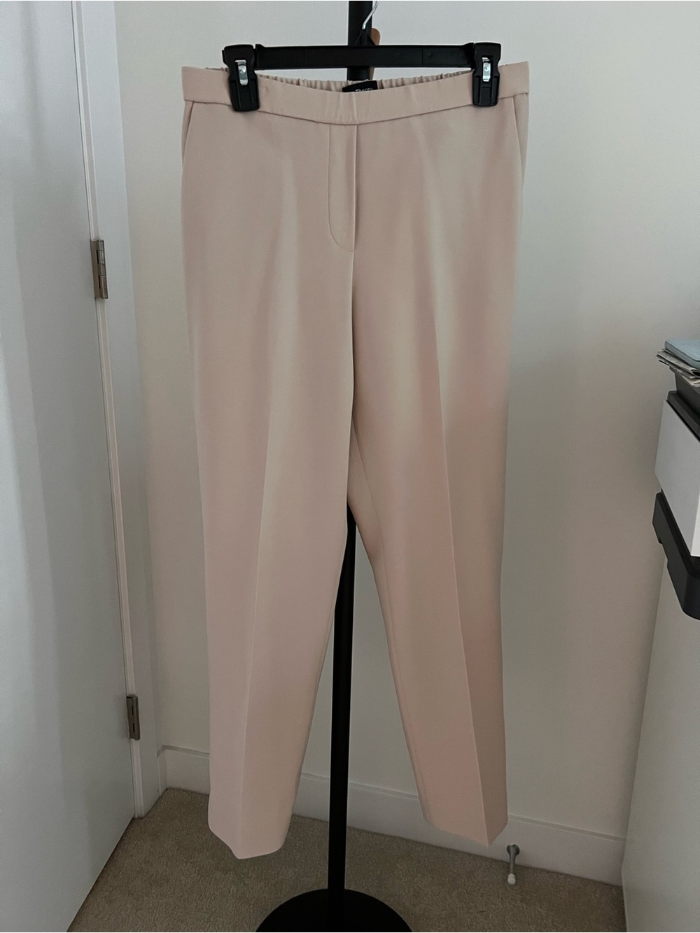 THEORY Treeca Pull-On Modern Crepe Pants Beige Size 4
